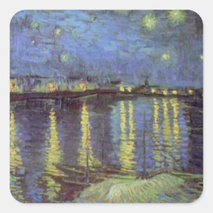 Adesivo Quadrado Pintura da Noite Estrelada de Van Gogh
