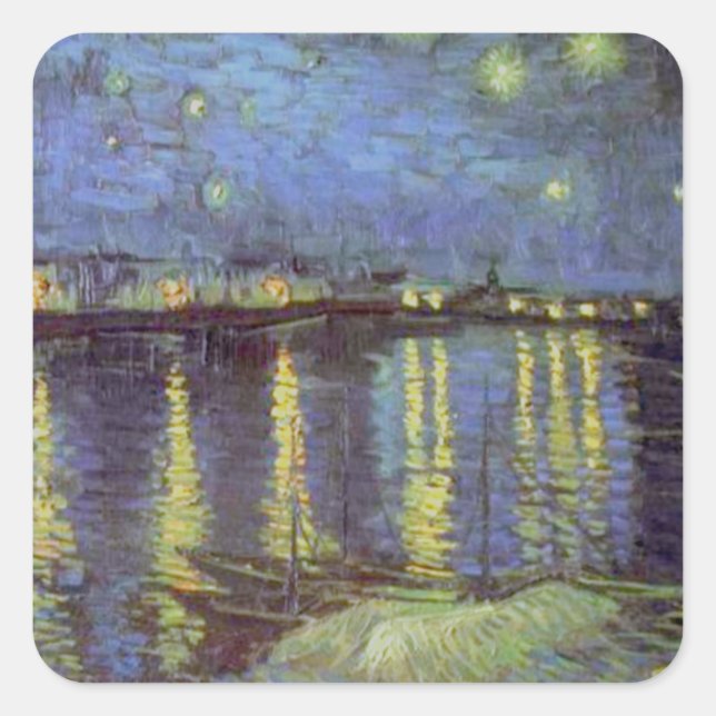 Adesivo Quadrado Pintura da Noite Estrelada de Van Gogh