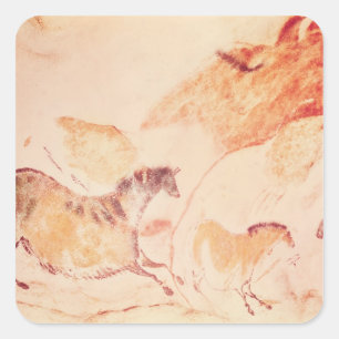 Adesivo Quadrado Pintura da rocha dos cavalos, c.17000 BC