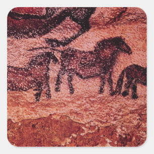 Adesivo Quadrado Pintura da rocha dos tarpans, c.17000 BC