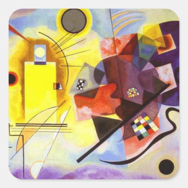Adesivo Quadrado Pintura de Abstrato Amarelo Azul Kandinsky (Frente)