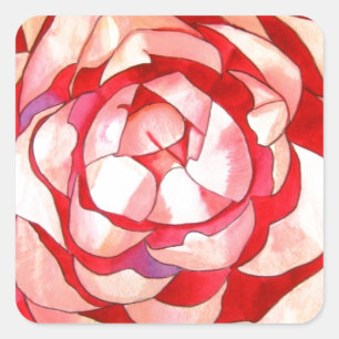 Adesivo Quadrado Pintura de Camellia abstrato