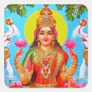 Adesivo Quadrado Pintura de Diwali dos elefantes brancos de Lakshmi