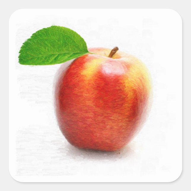 Adesivo Quadrado Pintura de Fruta de Maçã - Autocolantes (Frente)