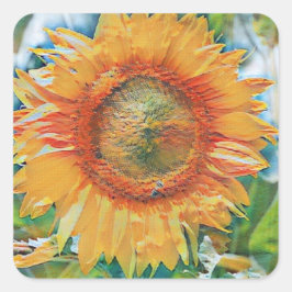 Adesivo Quadrado Pintura de girassol amarelo e laranja