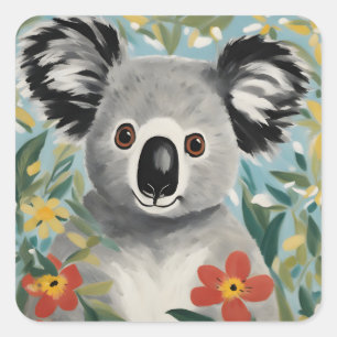 Adesivo Quadrado Pintura de Koala