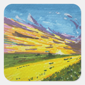 Adesivo Quadrado Pintura de paisagem com marcador