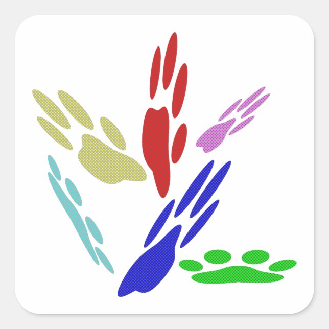 Adesivo Quadrado Pintura De Pata De Cachorro Com Bolinhas (Frente)