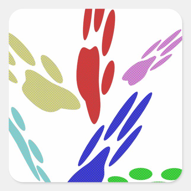 Adesivo Quadrado Pintura De Pata De Cachorro Com Bolinhas (Frente)