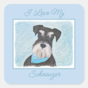 Adesivo Quadrado Pintura de Schnauzer (Miniatura) - Cachorro Origin
