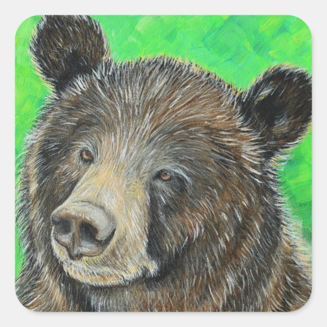 Adesivo Quadrado Pintura de Urso Marrom (Frente)