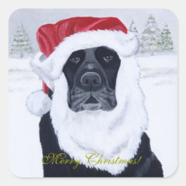 Adesivo Quadrado Pintura do Papai Noel de Natal no Black Labrador