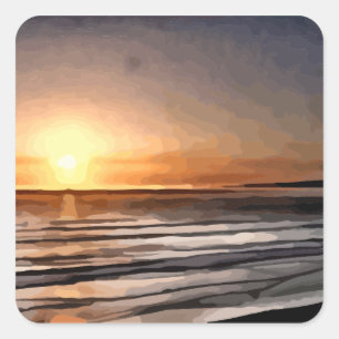 Adesivo Quadrado Pintura do por do sol de Santa Cruz