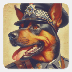 Adesivo Quadrado Pintura do Rottweiler Retro