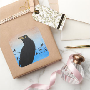 Adesivo Quadrado Pintura dos animais selvagens do amante do pássar