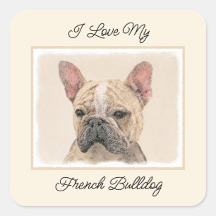 Adesivo Quadrado Pintura em Bulldog Francês (Sable) - Pintura Origi