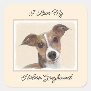 Adesivo Quadrado Pintura em Greyhound Italiano - Arte de Cachorro O