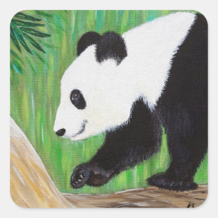 Adesivo Quadrado Pintura em Panda Feliz