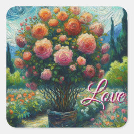 Adesivo Quadrado Pintura Impressionista Tópica Rosa Whimsical