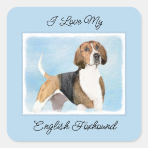 Adesivo Quadrado Pintura Inglesa em Foxhound - Arte Cachorro Origin