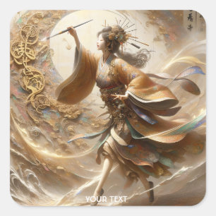 Adesivo Quadrado Pintura Japonesa Fantasy Bonita