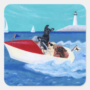 Adesivo Quadrado Pintura legal de Labradors do verão