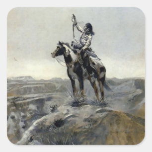 Adesivo Quadrado Pintura Ocidental “Guerra” de Charles M Russell