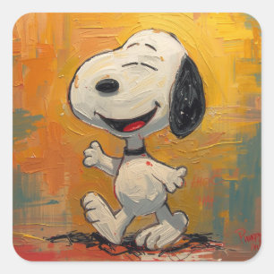Adesivo Quadrado Pintura Pop Art de Cachorro Beagle Alegre