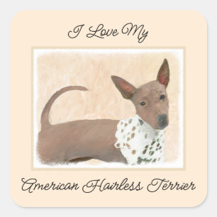 Adesivo Quadrado Pintura Terrier sem cabelos americana - Arte canin