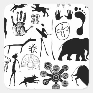 Adesivo Quadrado pinturas cavernas - arte primitiva