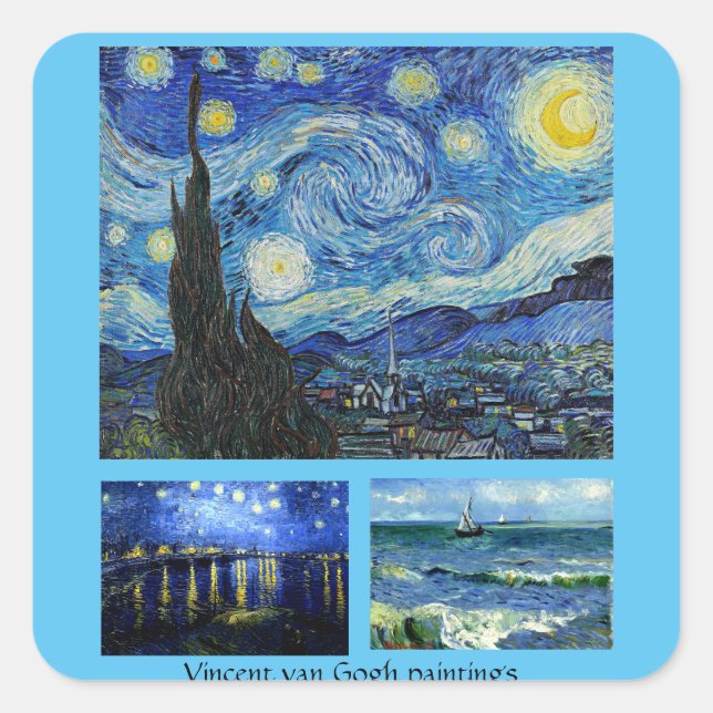 Adesivo Quadrado Pinturas famosas de Vincent van Gogh (Frente)
