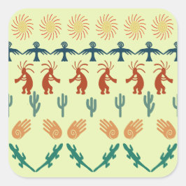 Adesivo Quadrado Pinturas Rupestres Tribais Indígenas Americanas do