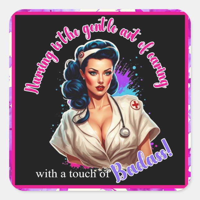 Adesivo Quadrado Pinup_ Nurse Badass (Frente)