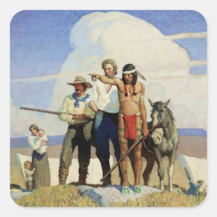 Adesivo Quadrado Pioneiros da Arte Ocidental por NC Wyeth