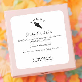 Adesivo Quadrado Piping Bag Bakery Ingredient Label Minimalist