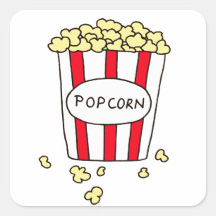 Adesivo Quadrado Pipoca do cinema do divertimento no balde branco