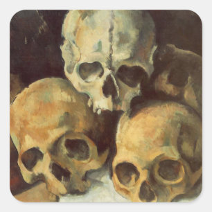 Adesivo Quadrado Pirâmide de Skulls Vintage Halloween