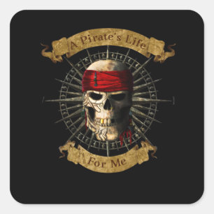 Adesivo Quadrado Pirata A Vida Para Mim Engraçado Jolly Roger Pirat