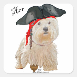 Adesivo Quadrado Pirata Westie