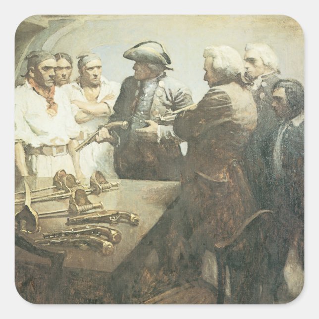 Adesivo Quadrado Piratas Antigos, Preparando-se para a Motim por NC (Frente)