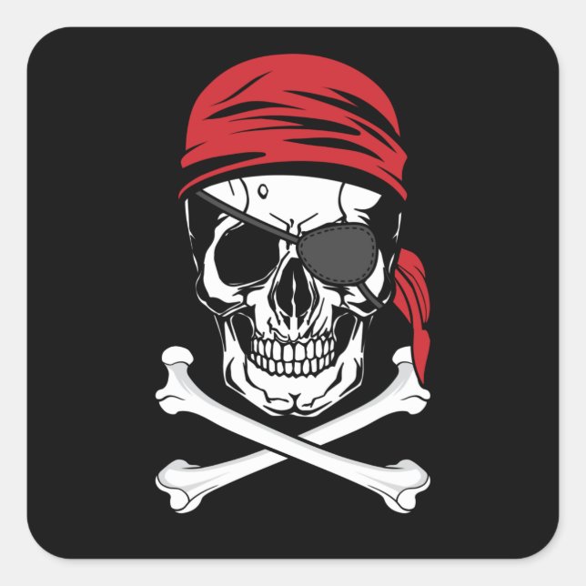 Adesivo Quadrado Piratas | Costume de Patch de Olhos Pirata (Frente)