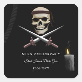 Adesivo Quadrado Pirate Bachelor Party - Pirata com tema náutico