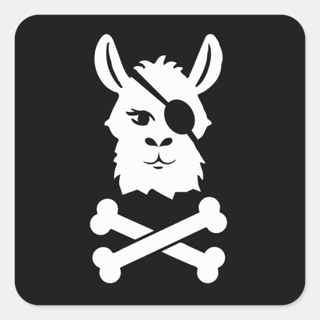 Adesivo Quadrado Pirate Llama Alpaca Fala Como Um Dia Pirata (Frente)