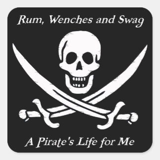 Adesivo Quadrado Pirates Life Black Stickers - pacote de 20