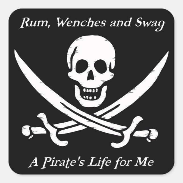 Adesivo Quadrado Pirates Life Black Stickers - pacote de 20 (Frente)