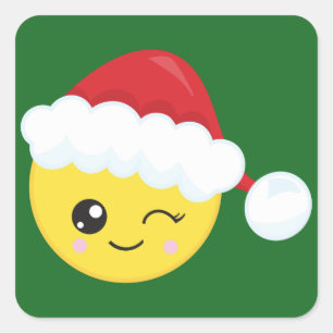 Adesivo Quadrado Pisc o chapéu Emoji do papai noel