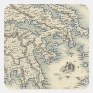 Adesivo Quadrado Piscina com os mapas inserir de Corfu e de