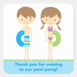 Adesivo Quadrado Piscina Kids Party Stickers