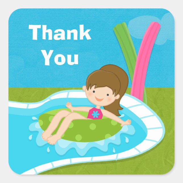 Adesivo Quadrado Piscina Obrigado Sticker (Frente)