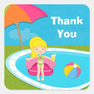 Adesivo Quadrado Piscina Obrigado Sticker